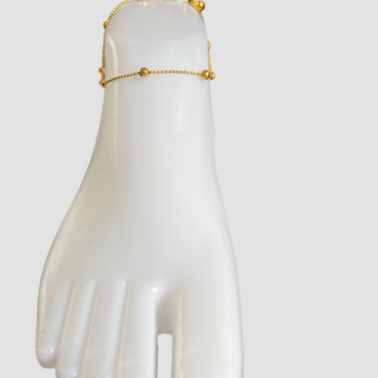 Pulseira Tornozelo de Senhora em Ouro Laminado 10K, Borlotas