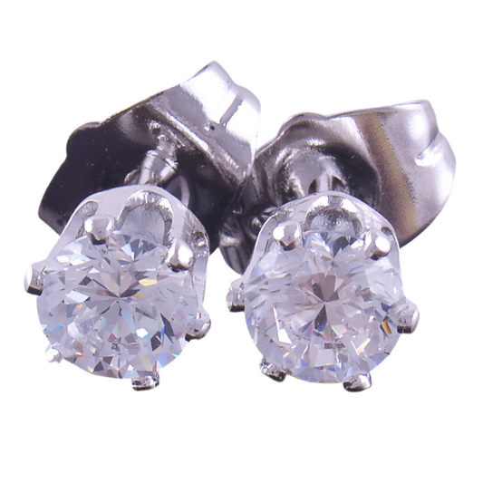 Brincos de Senhora em Ouro Laminado Branco 18K com Cristal