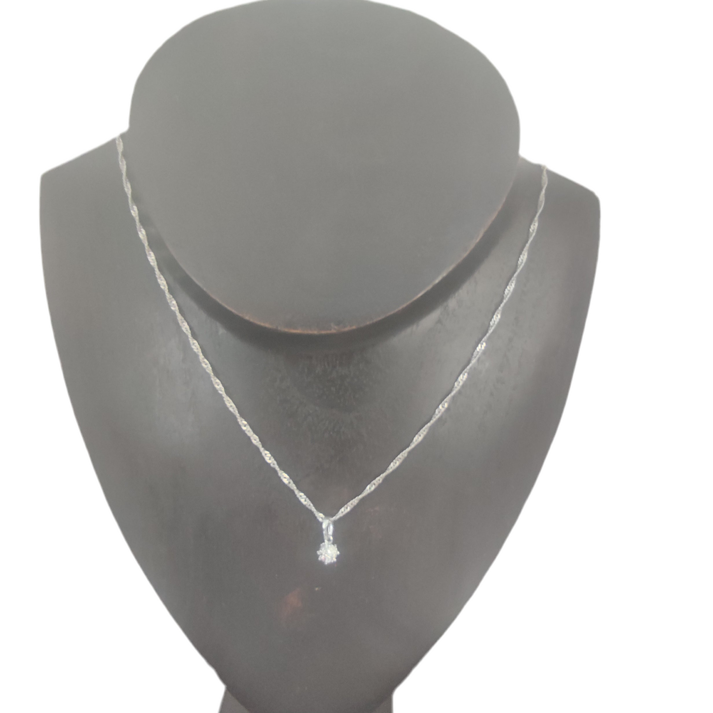 Colar de Senhora Laminado a Ouro Branco com Pendente Bola em Cristal