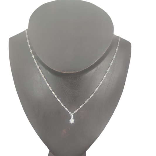 Colar de Senhora Laminado a Ouro Branco com Pendente Bola em Cristal