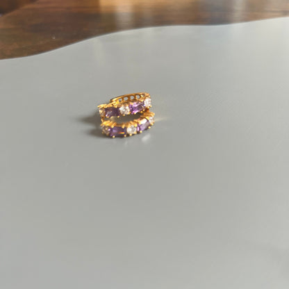 Argolas em Ouro Laminado 14K com Zircões Duas Cores