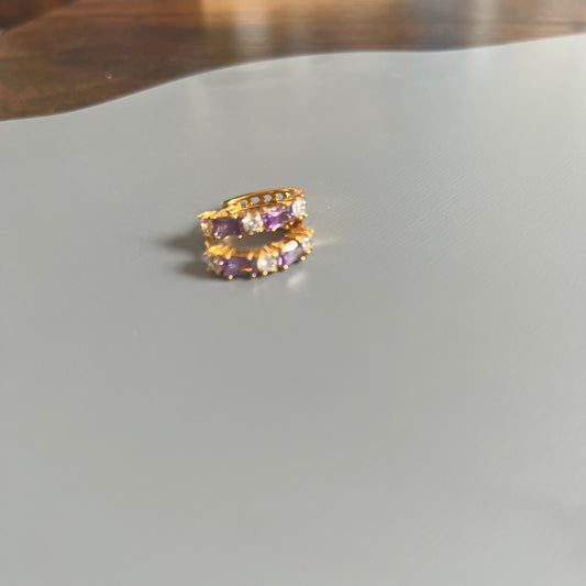 Argolas em Ouro Laminado 14K com Zircões Duas Cores