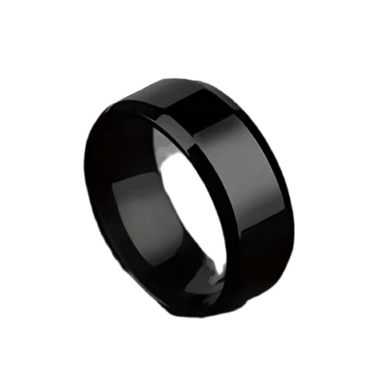 Anel em Aço Inoxidável, Lustroso Preto T=9