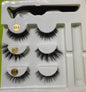 Kit de 3 Pares de Cílios Postiços Reutilizáveis com Eyeliner Adesivo e Pinça Aplicadora