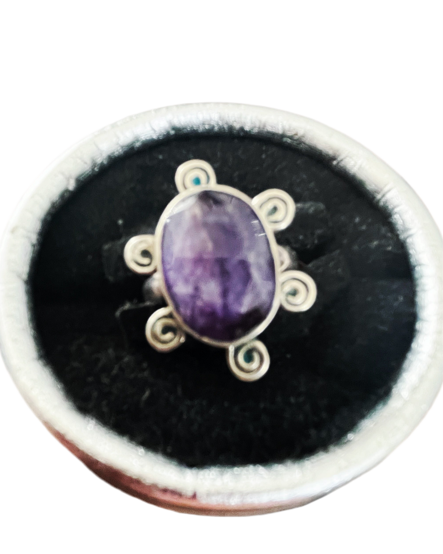Anel de Senhora em Prata com Pedra Natural Silimanita