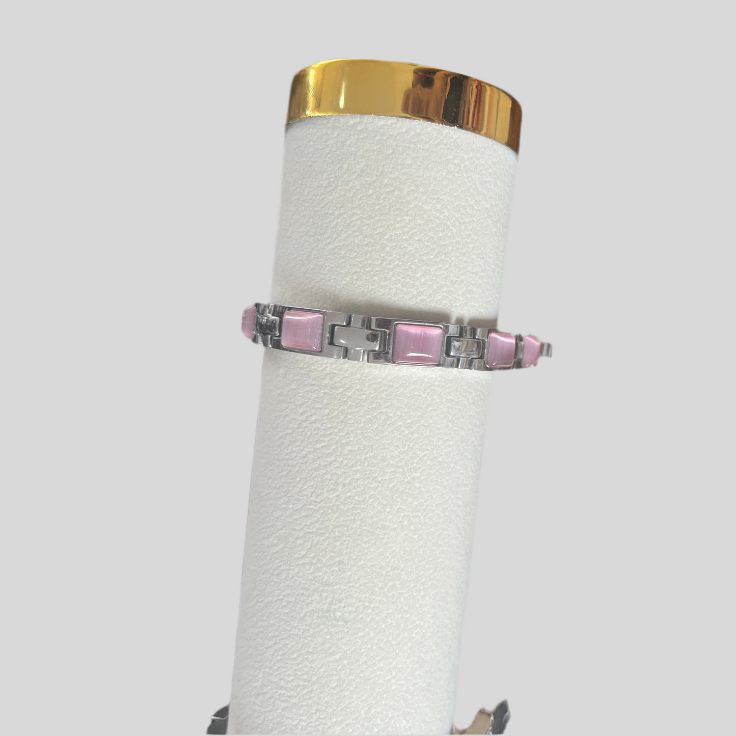 Pulseira em Aço Inoxidável, Magnética Terapêutica Rosa