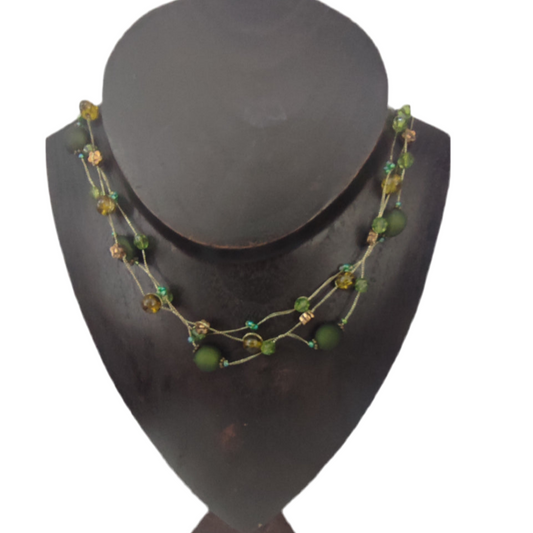 Colar de Senhora em Prata do Tibet, Verde