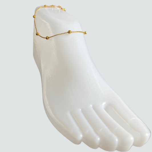 Pulseira Tornozelo de Senhora em Ouro Laminado 10K, Borlotas