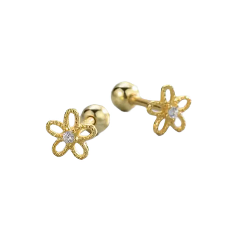 Brincos Tipo Piercing em Aço Inoxidável, Flor