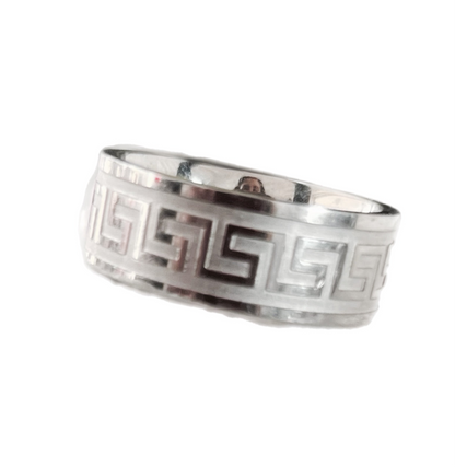 Anel de Homem em Aço Inoxidável 316L, Padrão Asteca