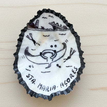 Íman de Lapa Média Pintado à Mão - "Mergulho com Jamantas" por Carlos Pereira