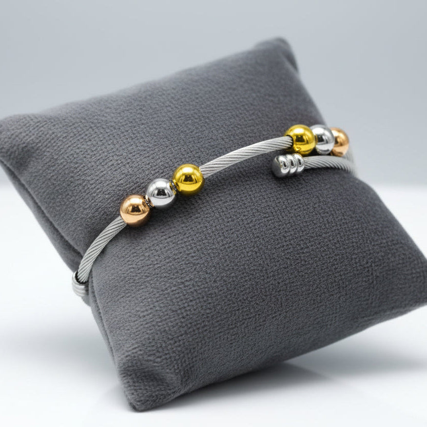 Bracelet Femme en Acier Inoxydable, 3 Boules