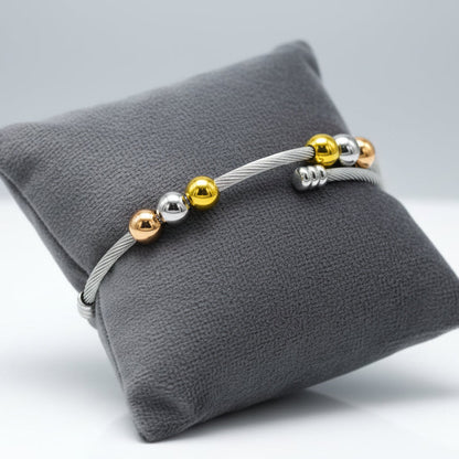 Bracelet Femme en Acier Inoxydable, 3 Boules