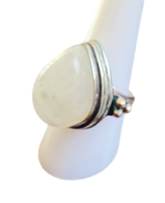 Anel de Prata com Pedra Natural Lua Indiana T:9,25