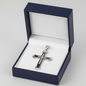 Pendentif croix pour homme en acier inoxydable avec zircons