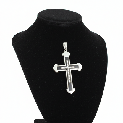 Pendentif croix pour homme en acier inoxydable avec zircons