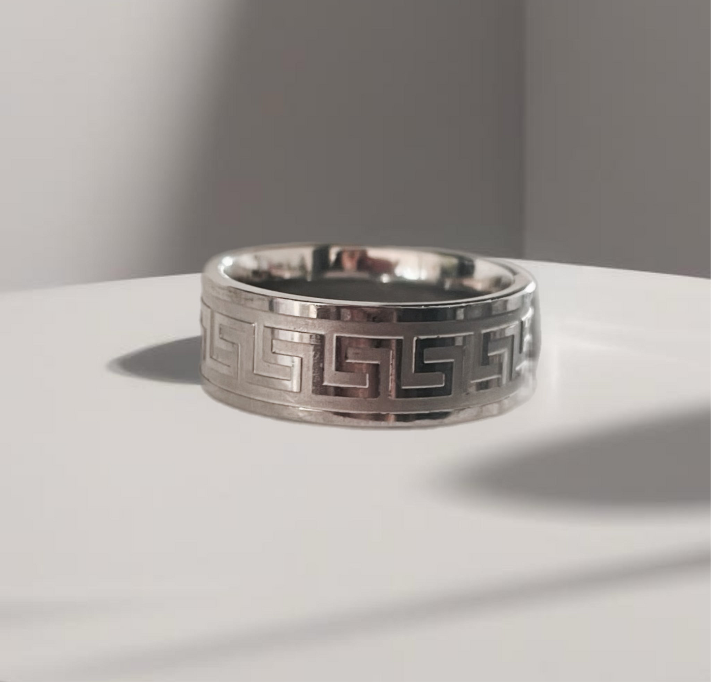 Anel de Homem em Aço Inoxidável 316L, Padrão Asteca