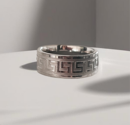 Anel de Homem em Aço Inoxidável 316L, Padrão Asteca