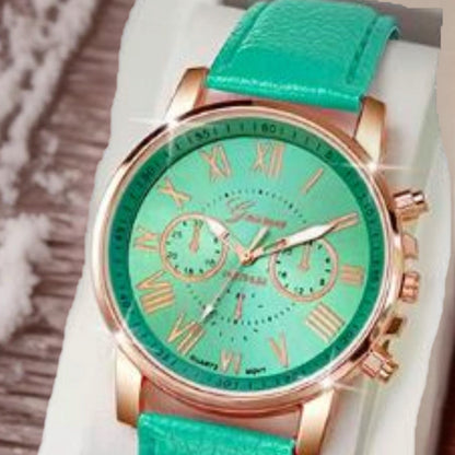 Relógio Geneva Verde Menta - O Statement de Cor que o seu Look Precisa