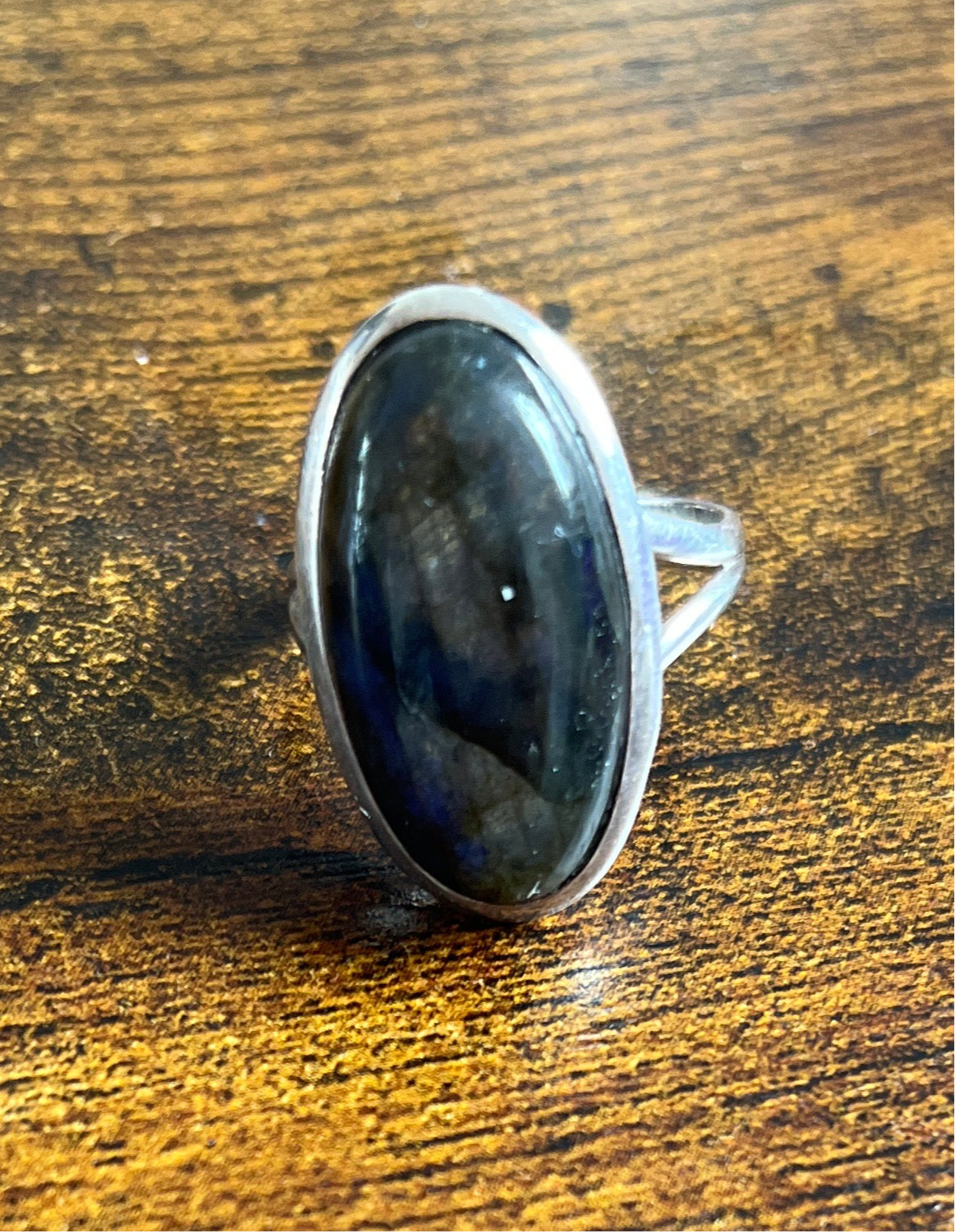 Anel de Prata com Pedra Natural Labradorite T:8,5