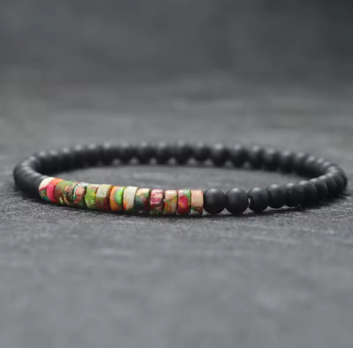 Pulseira de Homem com Pedras Ónix Misturadas