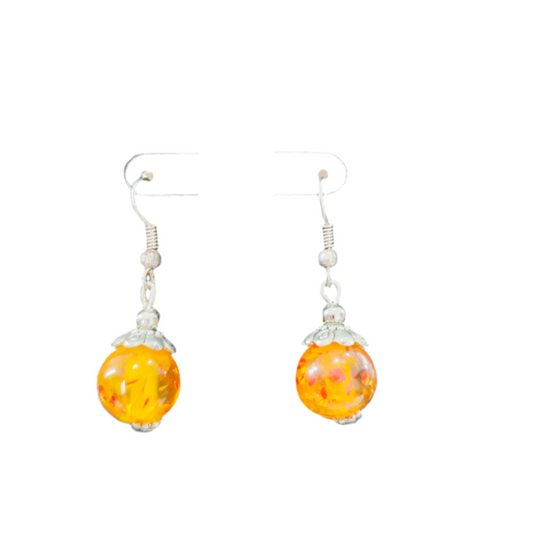 Brincos de Senhora em Prata do Tibet com Bolas Laranja