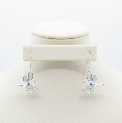Brincos Libélula "Asas de Cristal" em Prata 925