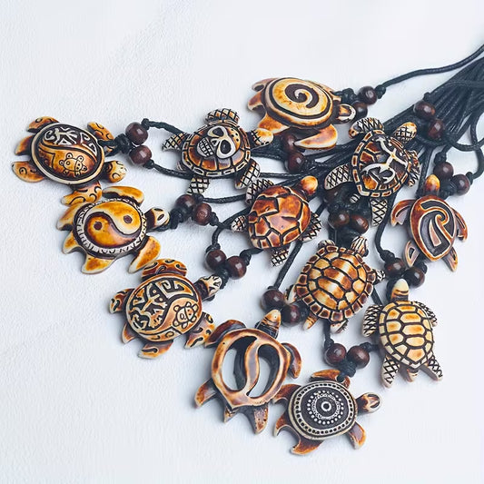 Colar Tartaruga Marinha com Cordão Ajustável – Estilo Étnico Vintage | Mar e Vida