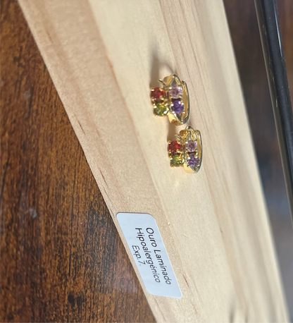 Argolas de Senhora Borboleta em Ouro Laminado 10K com Zircões