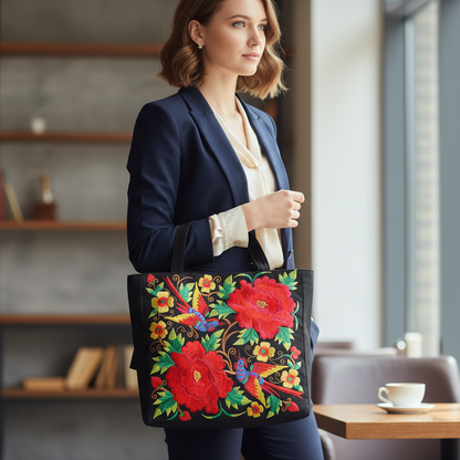 Mala Tote "Jardim Bordado" – Elegância Artesanal