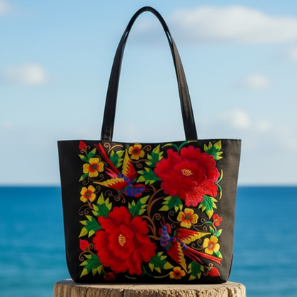 Mala Tote "Jardim Bordado" – Elegância Artesanal