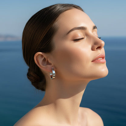 Créoles Pour Femme en Acier Inoxydable, Argentées