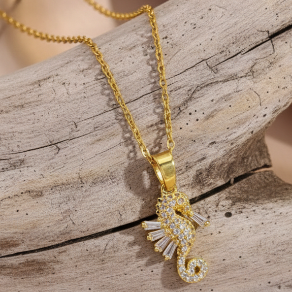 Collier pendentif hippocampe – Ingénierie en acier au design de luxe