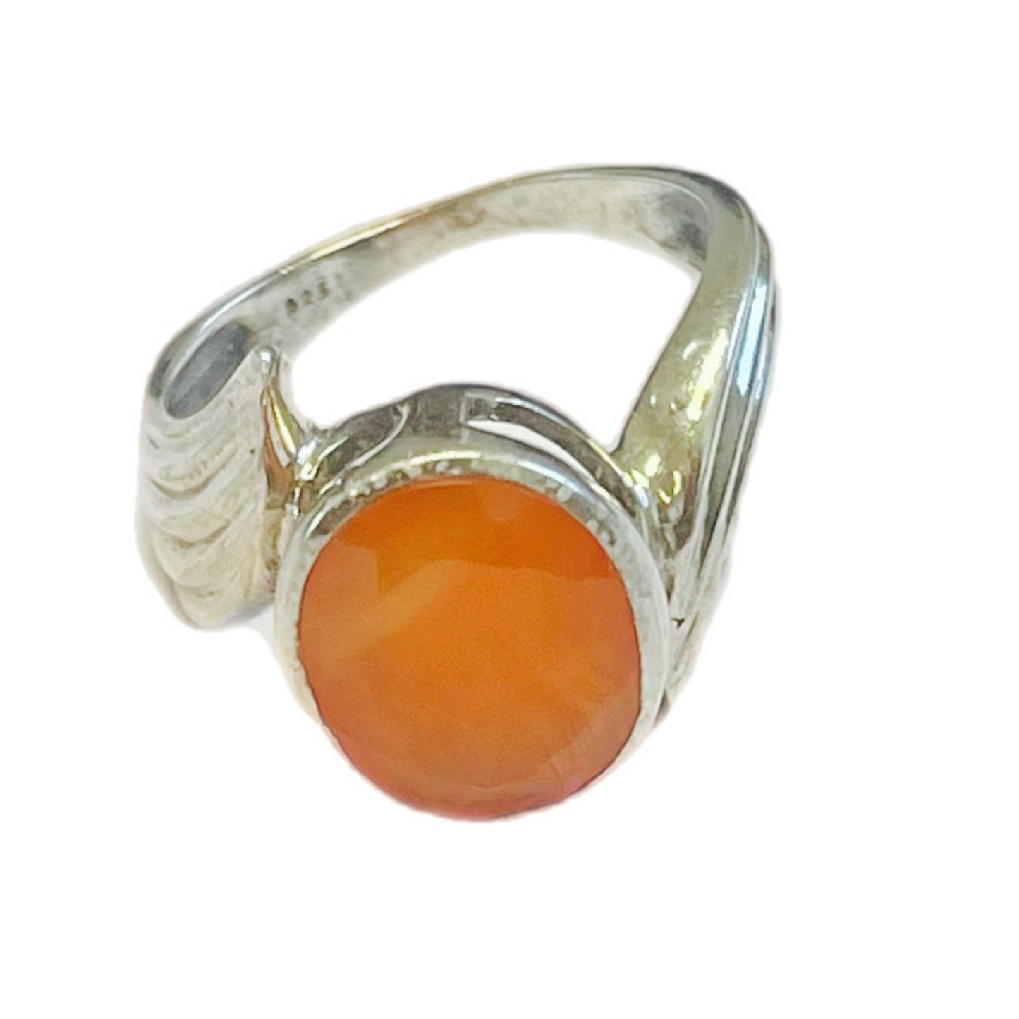 Anel de Senhora em Prata 925 com Pedra Natural Cornalina
