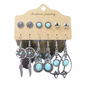 Conjunto 6 Brincos Boho Turquesa