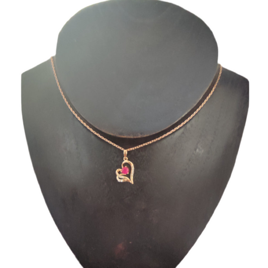 Colar de Senhora Laminado a Ouro Rosa 14K com Pedente Coração