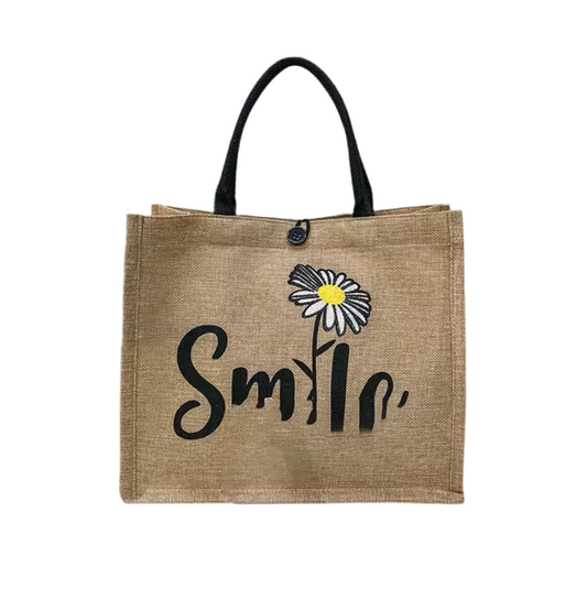 Mala de Ombro em Lona Pintado à Mão, Smile