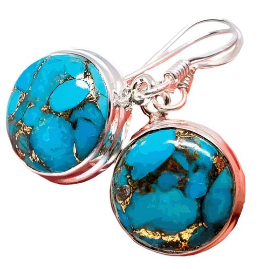 Brincos de Senhora com Pedra Natural Turquesa