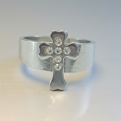 Children's Stainless Steel Ring, Cross with Zirconia Size 5