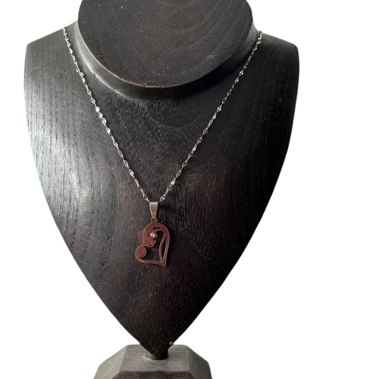 Colar de Senhora com Pendente Coração em Aço Inoxidável