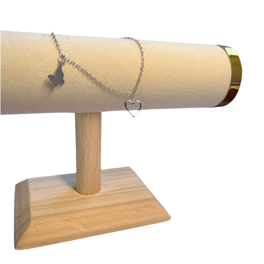 Pulseira de Senhora em Fantasia, Borboleta e Coração