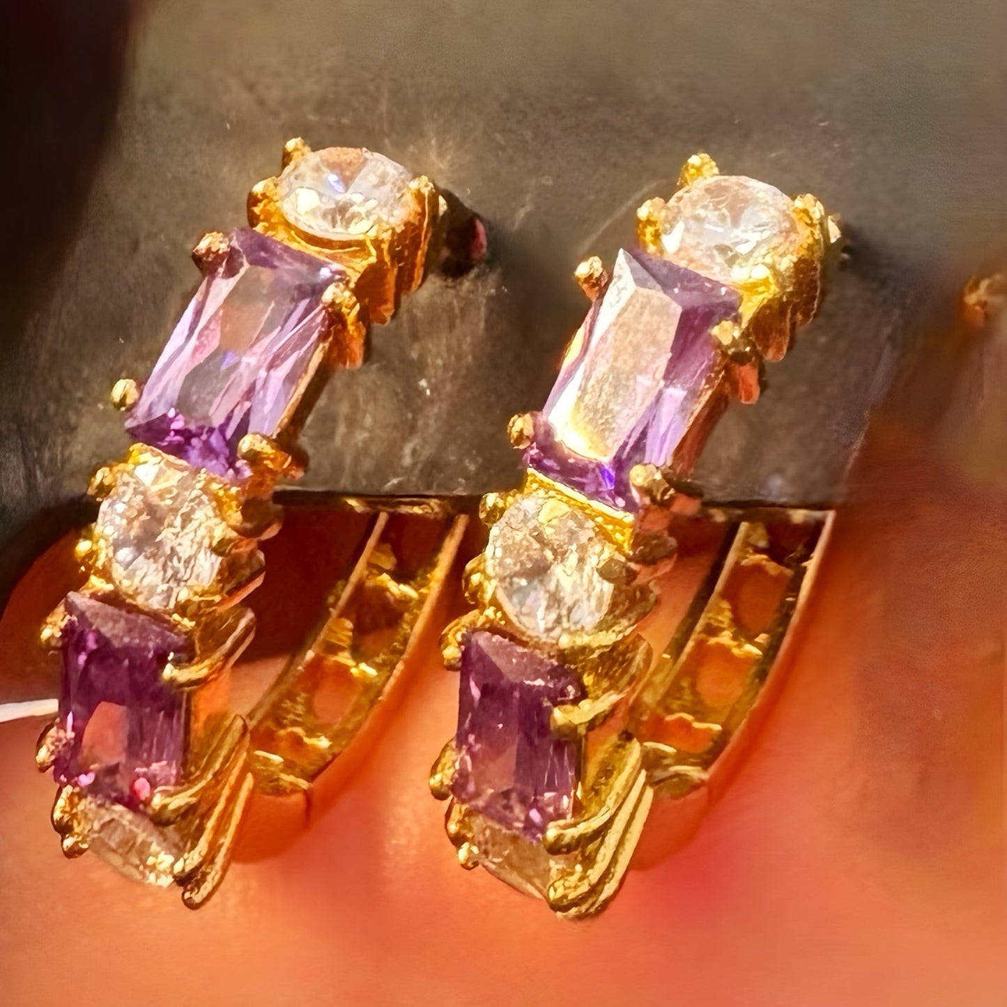 Argolas em Ouro Laminado 14K com Zircões Duas Cores
