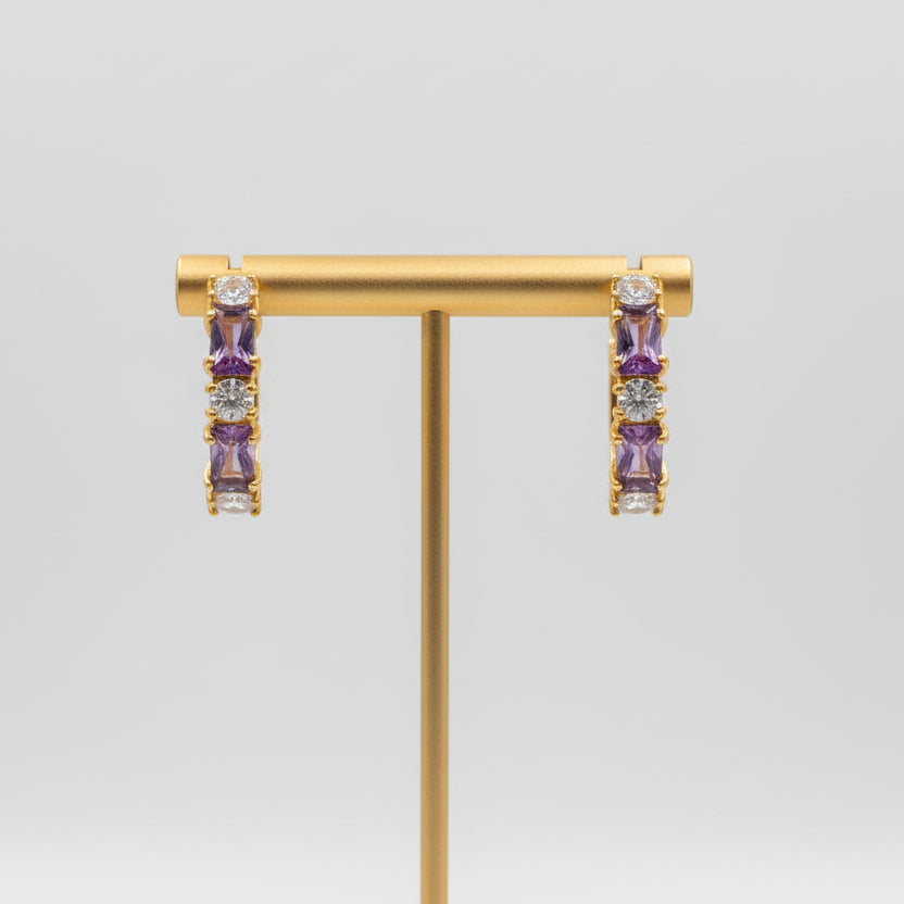 Argolas em Ouro Laminado 14K com Zircões Duas Cores