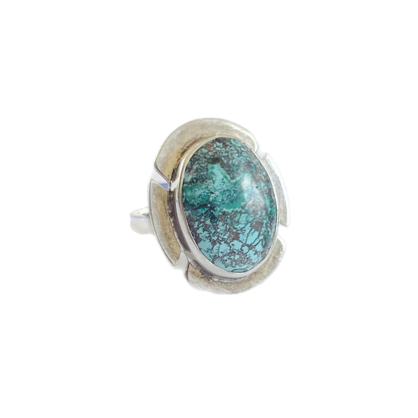 Anel de Senhora em Prata 925 com Pedra Natural Turquesa