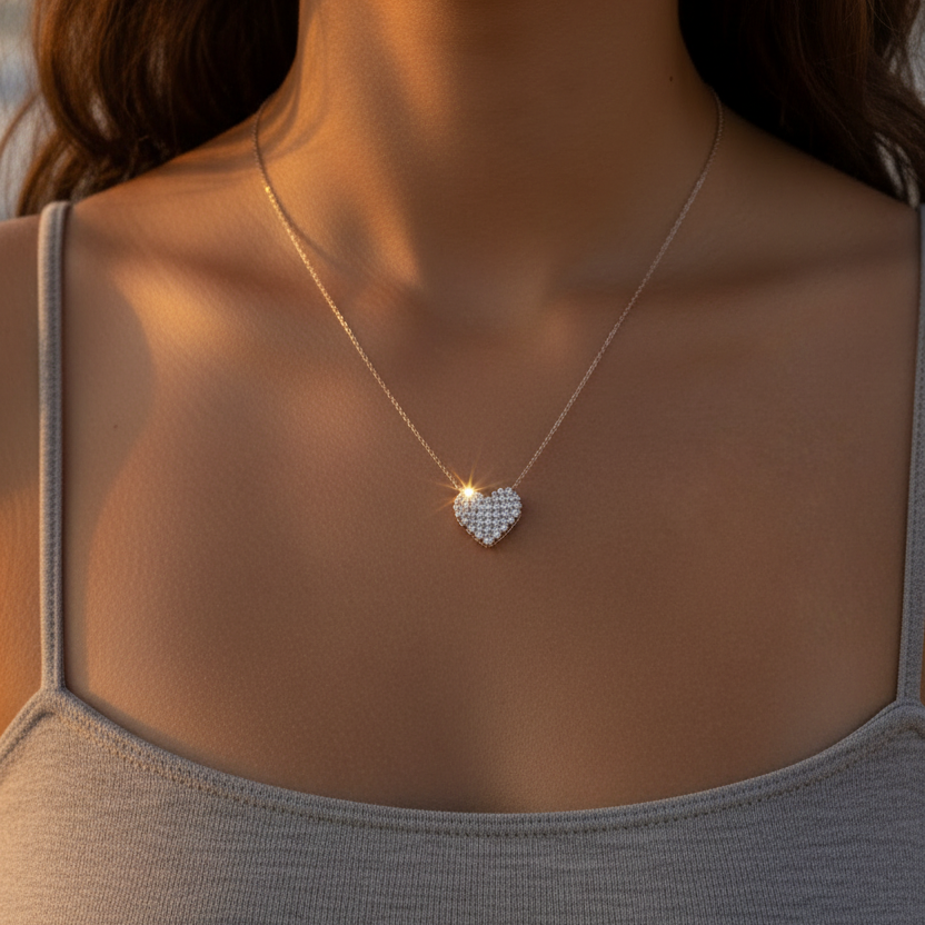Collier Femme Plaqué Or Rose avec Cœur