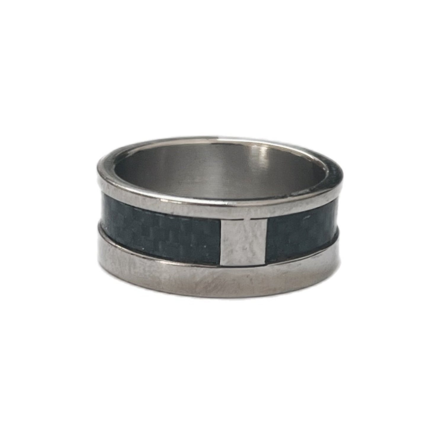 Anel de Homem em Aço Inoxidável e Fibra de Carbono