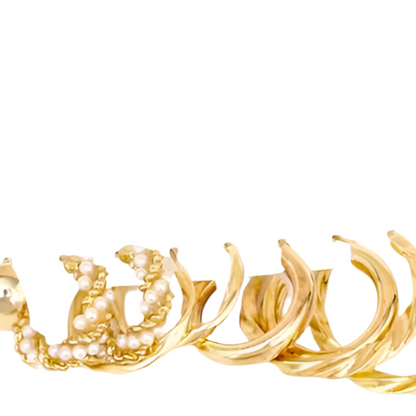 Conjunto de Argolas em Fantasia, 5 Pares (Ouro)
