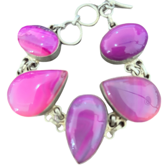 Pulseira de Senhora em Prata 925, Jaspe Ágata Rosa