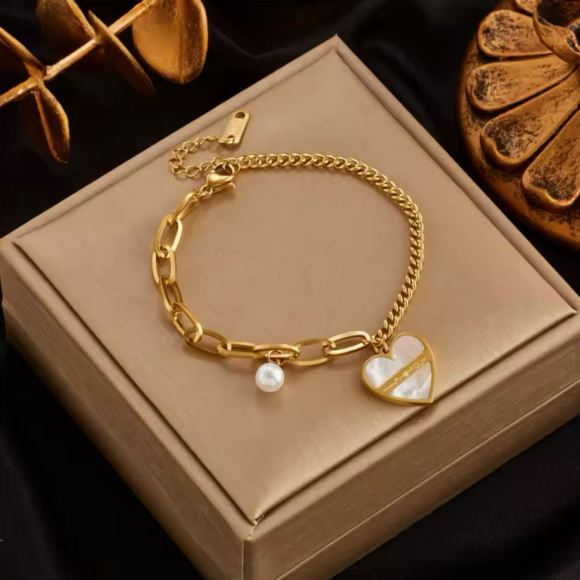 Pulseira de Senhora Dieyuro em Aço Inoxidável 316L, Coração.