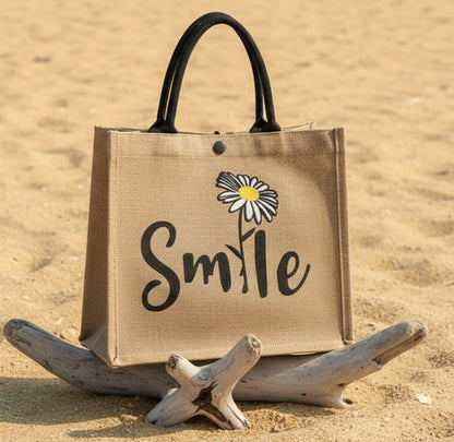 Mala Tote Smile – O Equilíbrio entre a Juta Natural e a Pintura Artesanal